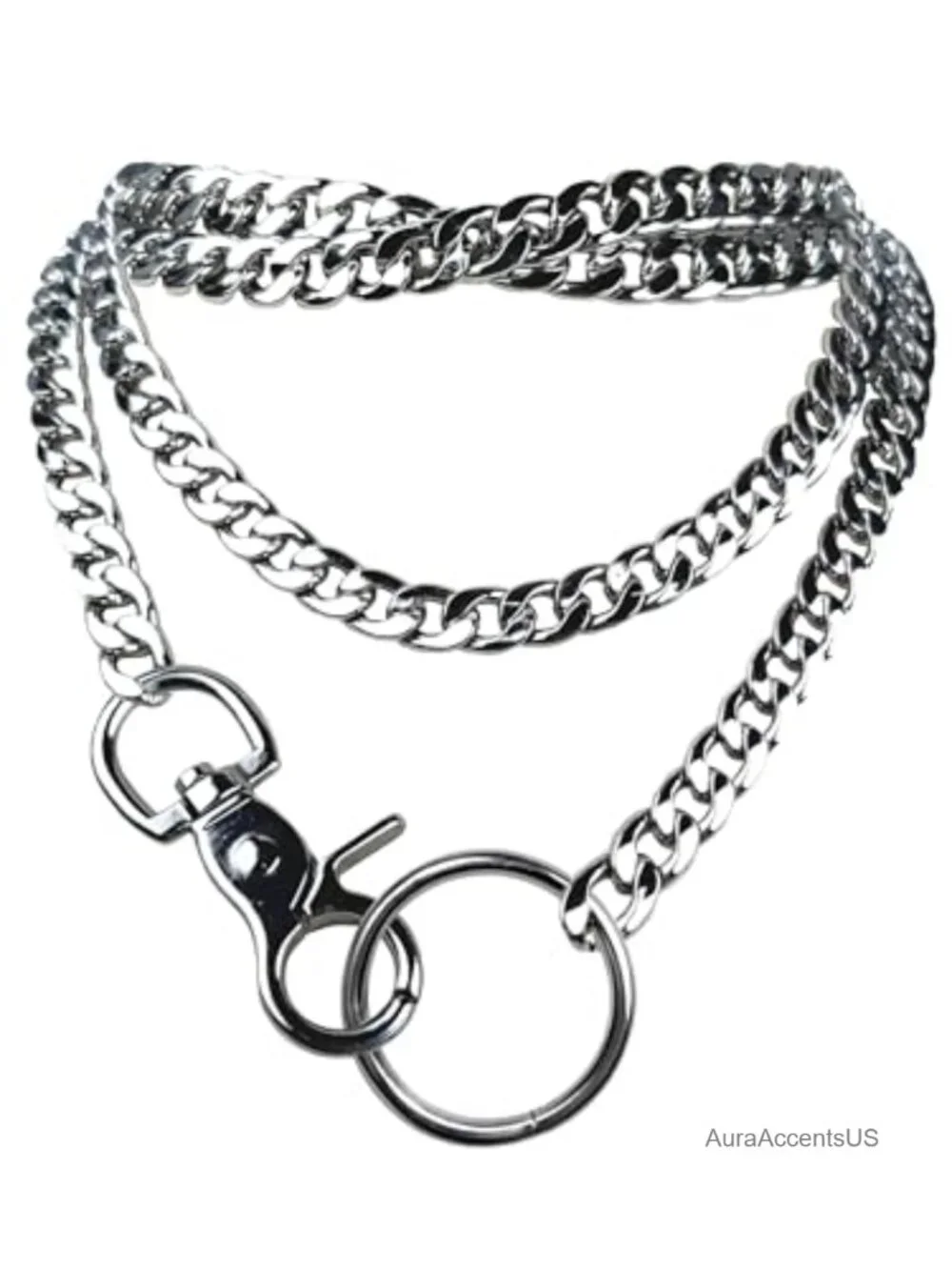 Adjustable 34 inch Chunky Cuban Slip Chain Necklace with O-Ring Pendant Gold